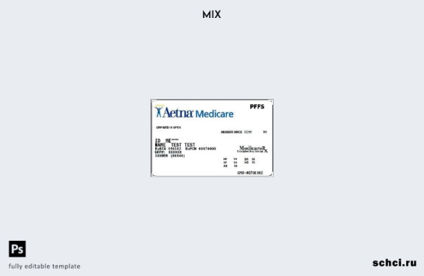 цифровая загрузка шаблона карты медицинского обслуживания Aetna в США